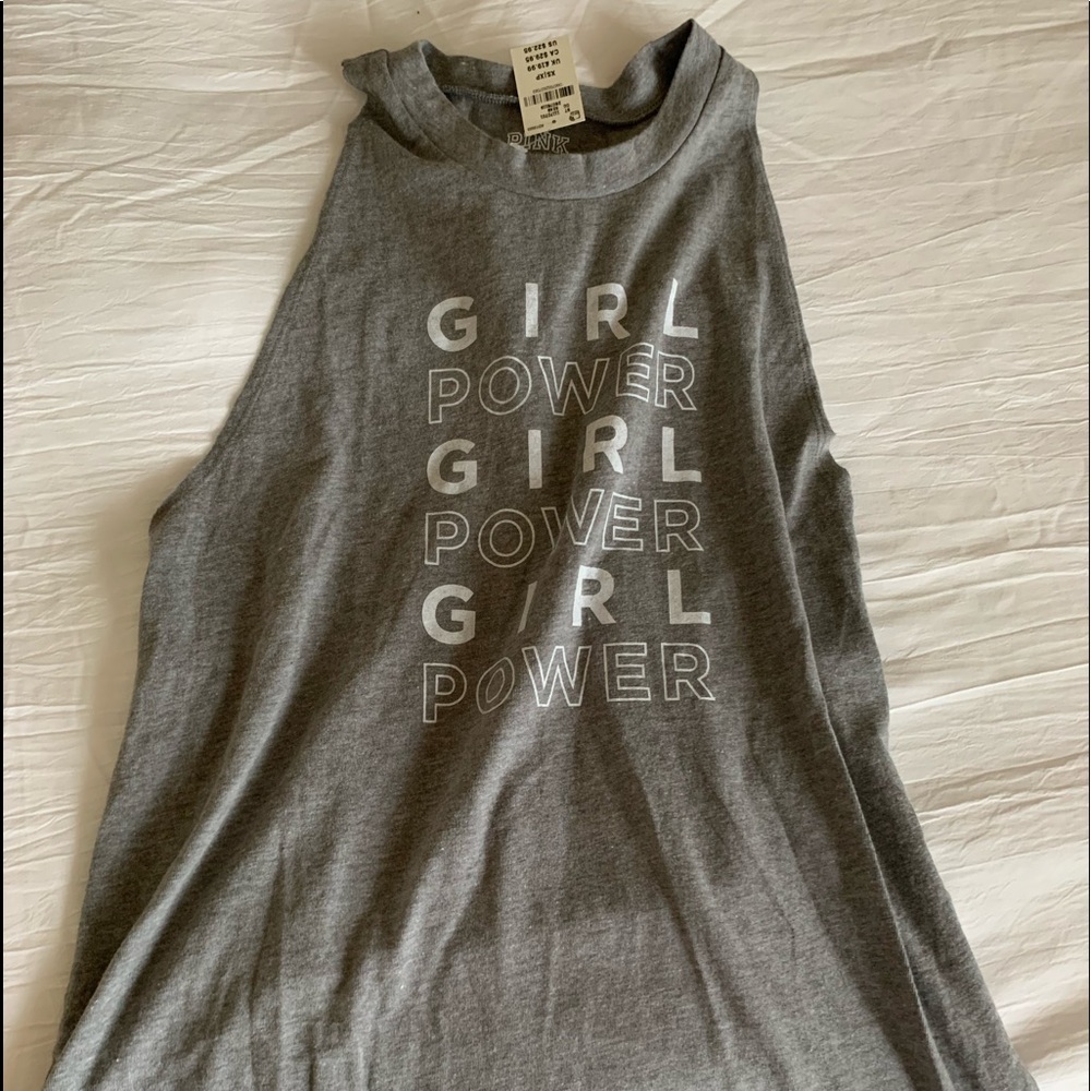 PINK girl power tank top, twist back